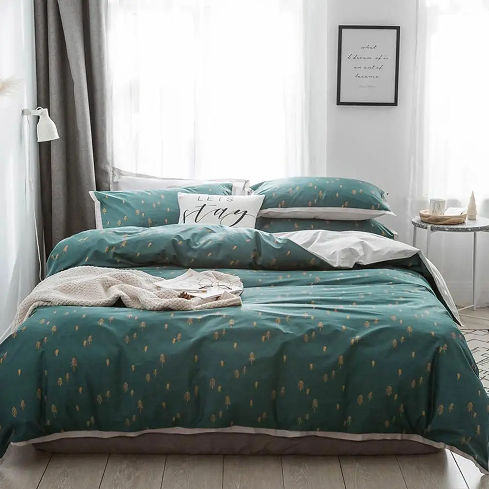 

2019 INS Trees Dark Green Bed Cover Duvet Cover Set Cotton Bedding Set Bedlinens Twin Queen King Flat Sheet Fitted Sheet