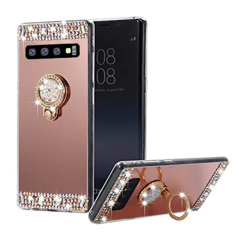 Зеркальный блестящий чехол для Samsung Galaxy S10 S10e J4 J6 Plus A7 A9 2018 A9s Star pro модный кольцевой
