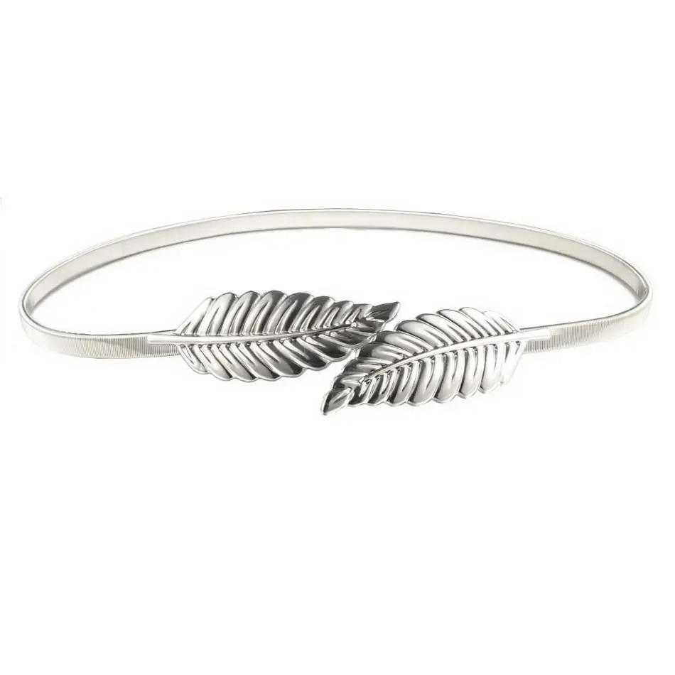 silver Женская модная женская модная цепочка из золотистого, серебристого сплава 3,5 см пояс с эластичными лямками - Цвет: silver