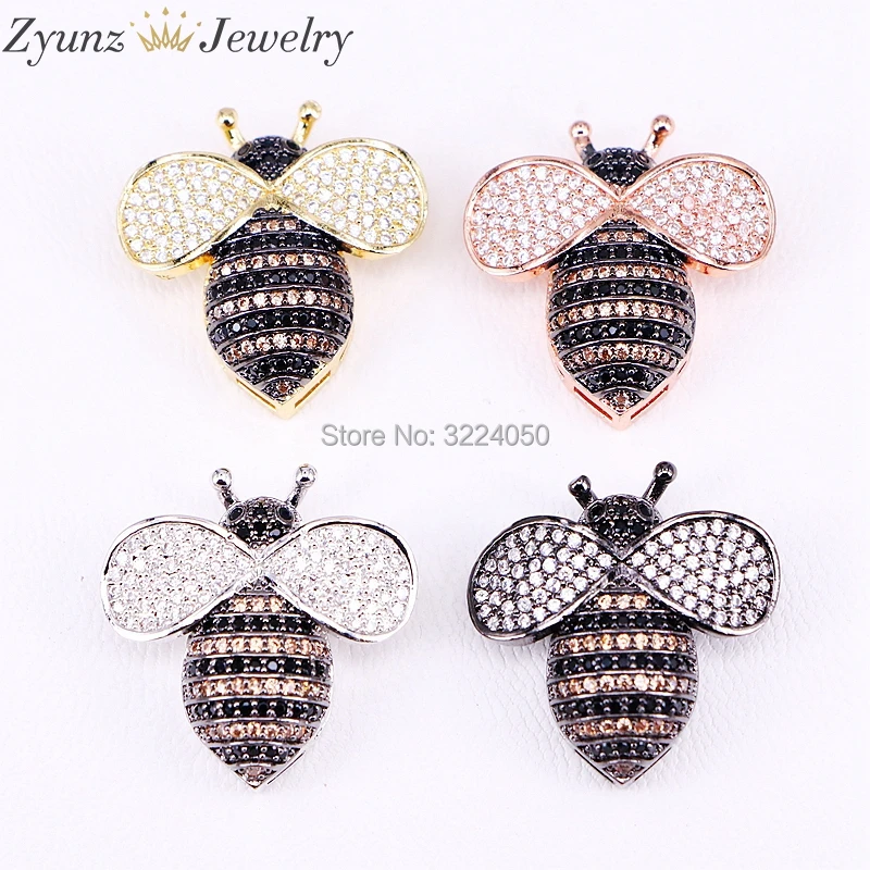 

5PCS Fashion New Pave CZ Insect Bee Connector Beads For Women Jewelry Bracelet Making