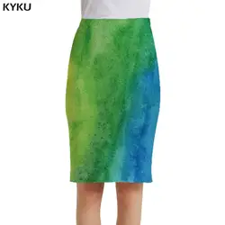 KYKU бренд живопись юбки Для женщин Зеленый Сексуальная карандаш Harajuku сарафаны офисные женские юбки Для женщин s трикотажные Аниме Новый