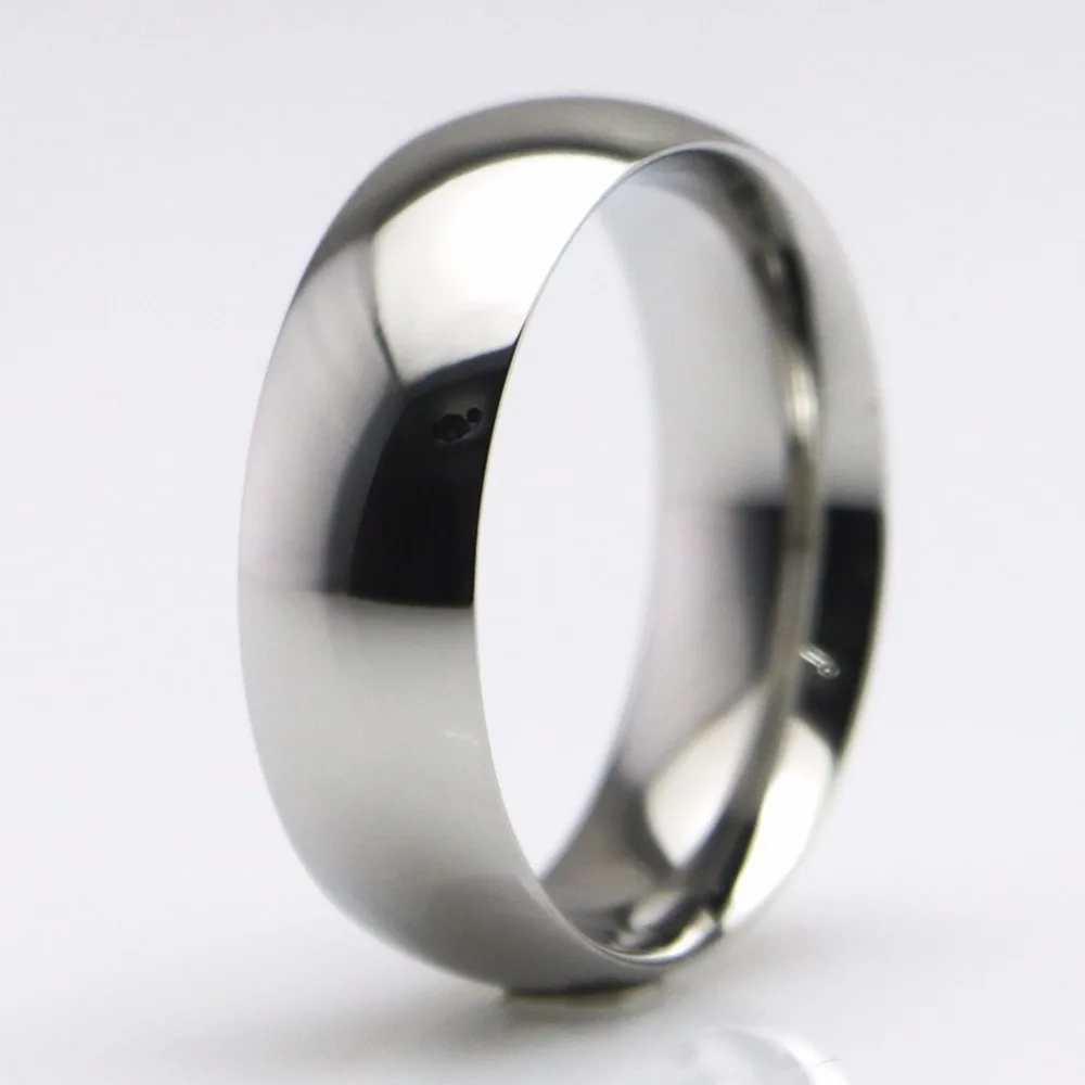 8 мм Широкий Простой Mne's 316L Нержавеющая Сталь Обручальное кольцо для женщин дамы палец кольцо Блестящий купол отделка Большие размеры США от 7 до 15
