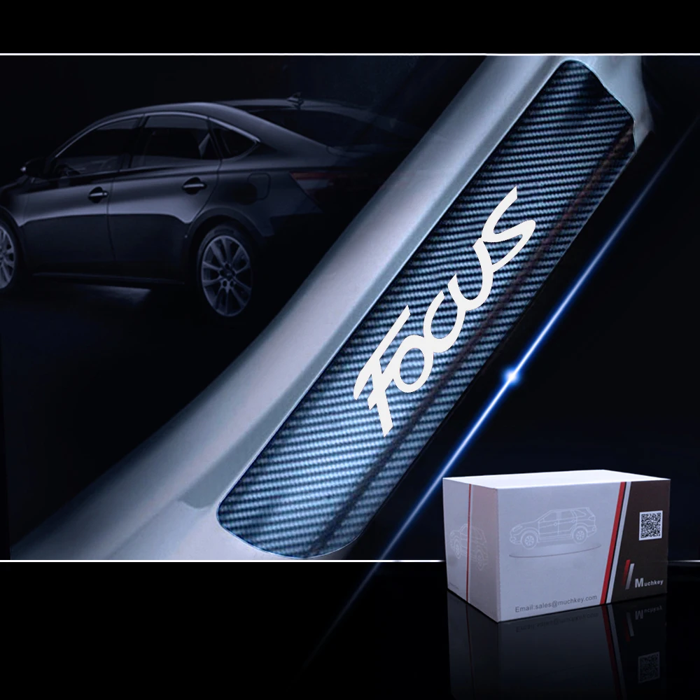 Adesivo de Fibra de Carbono Adesivo de Porta Protetor para Ford Porta de Carro Acessórios para Carro Seda Focus Bem-vindo Pedal Adesivos Auto 4 Unidades 4d 15 Adesivos para carro