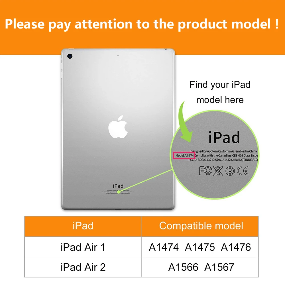 Умный Мягкий силиконовый чехол для iPad Air 2 Air 1 9,7 дюймов из искусственной кожи, трехслойный чехол-подставка для iPad Air, чехол с функцией автоматического сна/пробуждения