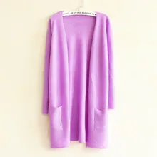 

Autumn Winter Japan Style women Knit Cardigan Sweater candy solid color yellow red Cute girl Casual Loose free size big pocket