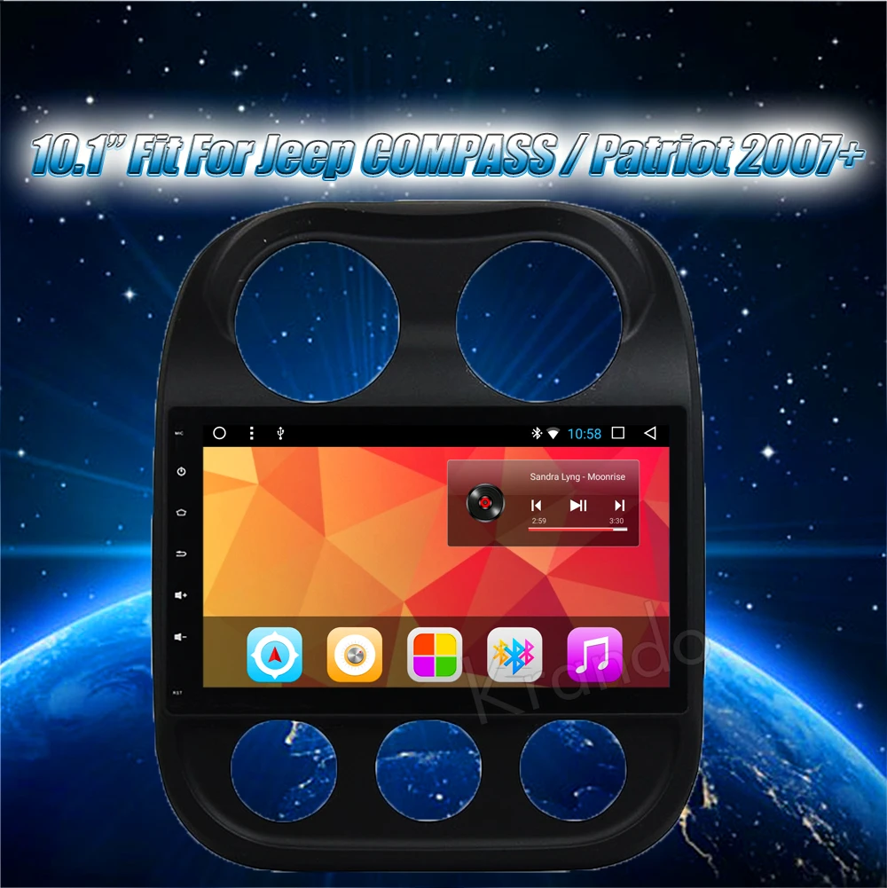 Perfect Krando Android 8.1 10.1" Full touch car multimedia system for Jeep COMPASS / Patriot 2007+ player gps navigation system wifi 0
