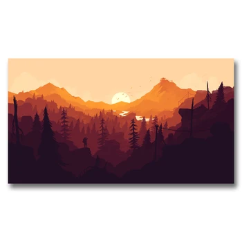 

FOOCAME Firewatch Mountains Forest Video Games Art Silk Fabric Poster Prints Home Decor Painting 11x20 16x29 20x36 Inches