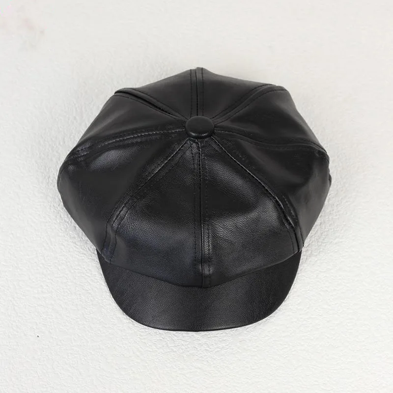 BINGYUANHAOXUANPu кожаный берет зимняя женская шапка мужская маляр Newsboy мужской берет в стиле винтаж женская черная шляпа в английском стиле