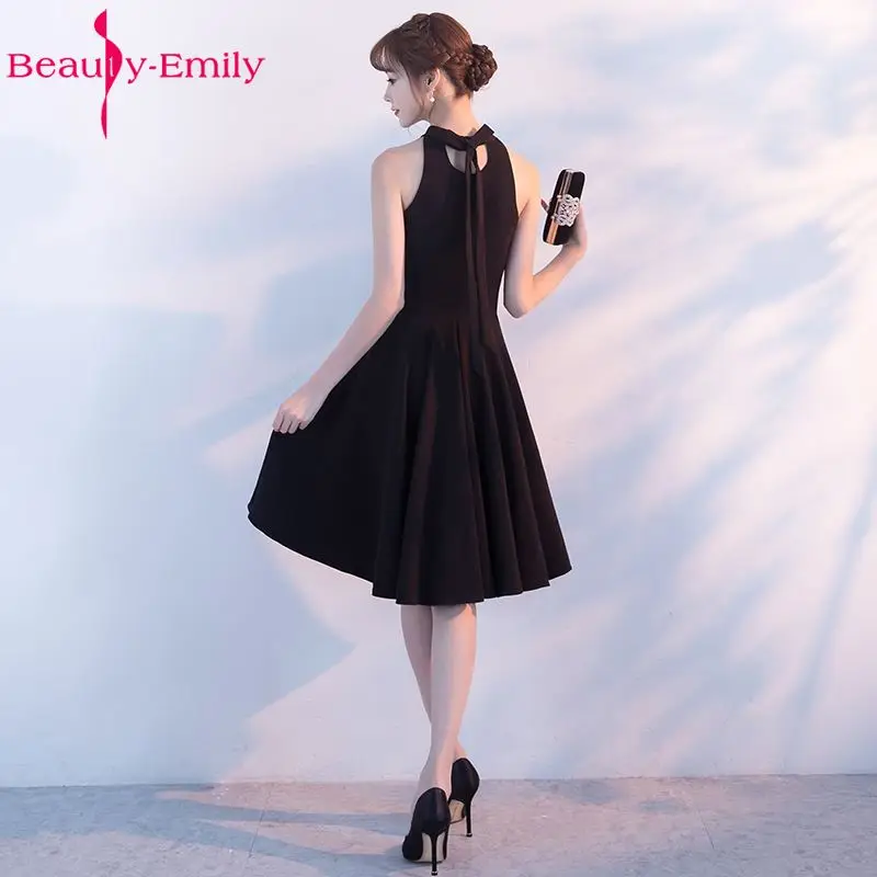 Beauty-Emily Черное короткое платье для выпускного вечера es ТРАПЕЦИЕВИДНОЕ платье для выпускного вечера Вечернее платье На Выпускной платья вечерние платья vestido de festa Curto