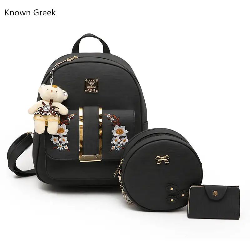 

New lady Shoulderbag Crossbody Bag Small Card Bag Fashion Girls Student Bear Pendant Pure 3pcs/Set Women Rivet Tassel