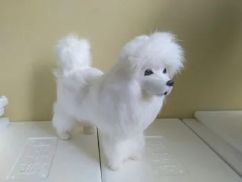 

white furs poodle toy model large 25x8x20cm dog polyethylene&furs handicraft home decoration gift a2233