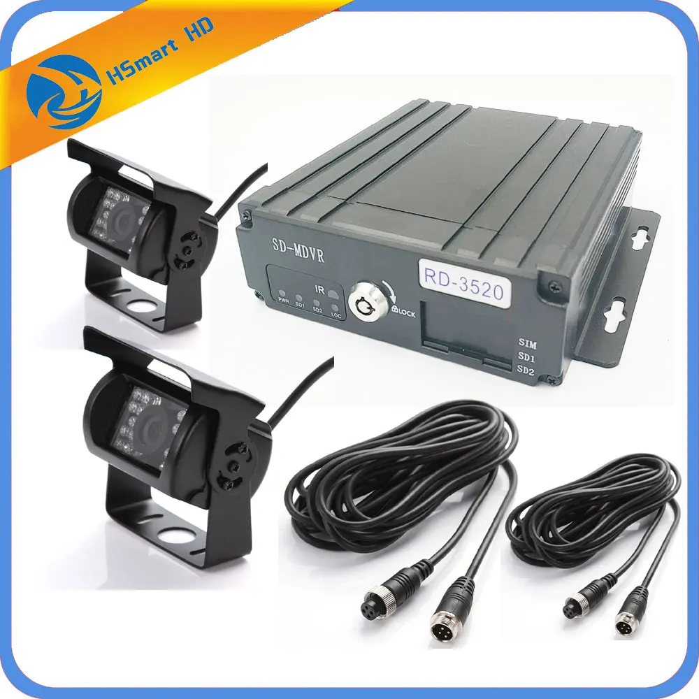 4 Channel H.264 960H 720P SD Car Vehicle Mobile DVR Surveillance System AHD MDVR 2pcs Waterproof IR mini CCTV AHD Camera System