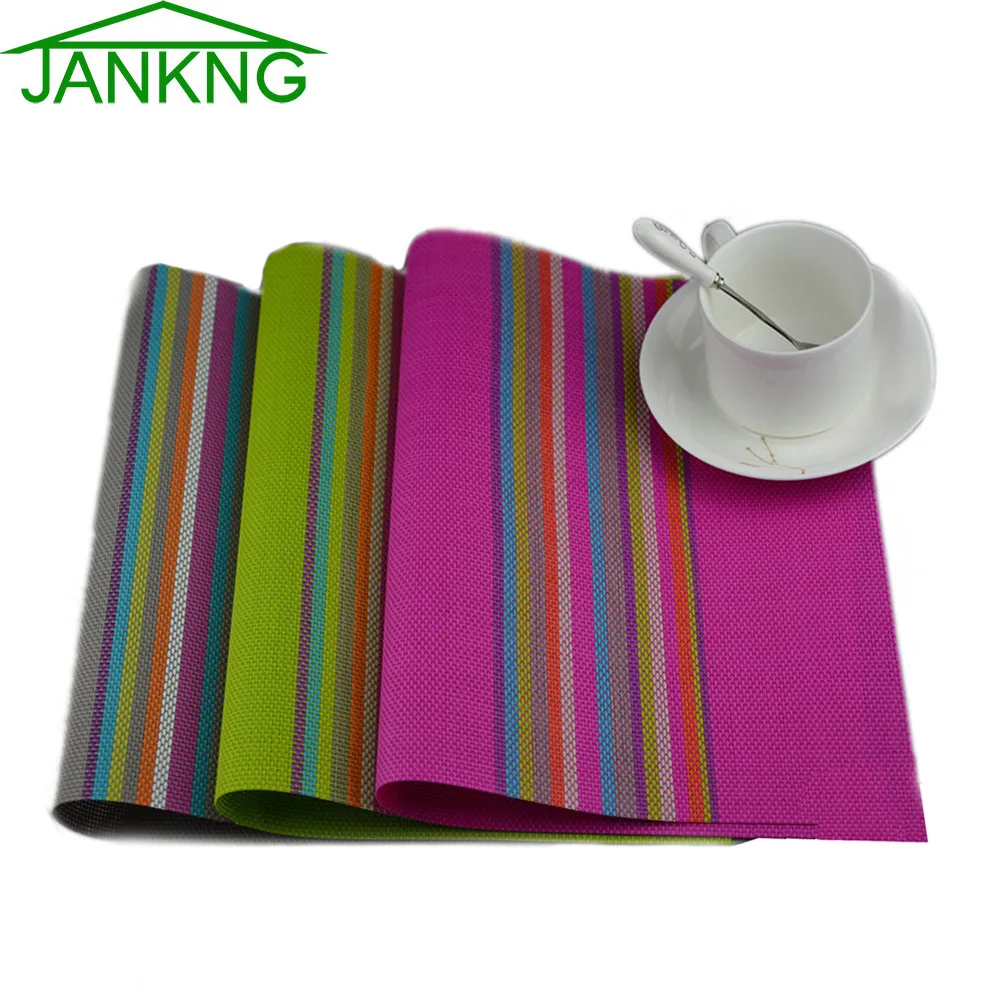 JK Casa 4 Pz lotto Linea Colorata Disegno Da Pranzo PVC Tovaglietta Tovagliette Bar Mat Cucina Sala Da Pranzo Ciotola Piatto Pad Tabella decorazione in JK