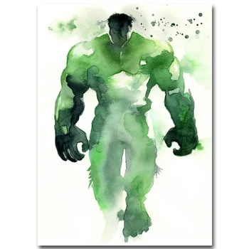 

Hulk - Superheroes Art Silk Fabric Poster Print 13x18 inch Watercolor Minimalism Picture for Living Room Wall Decor 06