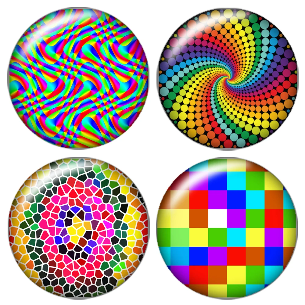 

Rotating Colorful pattern 10pcs mixed 12mm/16mm/18mm/25mm Round photo glass cabochon demo flat back Making findings ZB0419