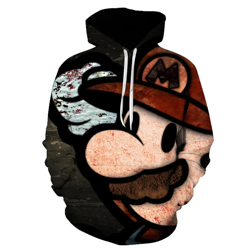 

2019 Autumn new style 3d Hoodies Cartoon Super Mario 3D print Hoodie Sweatshirt funny drugs casual Pullover 3d Jacket Coat