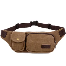 Nouveau Rétro Hommes Taille Sac pour Hommes Femmes Fanny Toile poitrine Pack Qualité D’argent Ceinture voyager Téléphone Sling Sac 22x4x15 cm