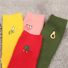 Модные Забавные милые Носки с рисунком бананов, вишни, авокадо, фруктов женские хлопковые свободные носки Harajuku в стиле ретро для девочек