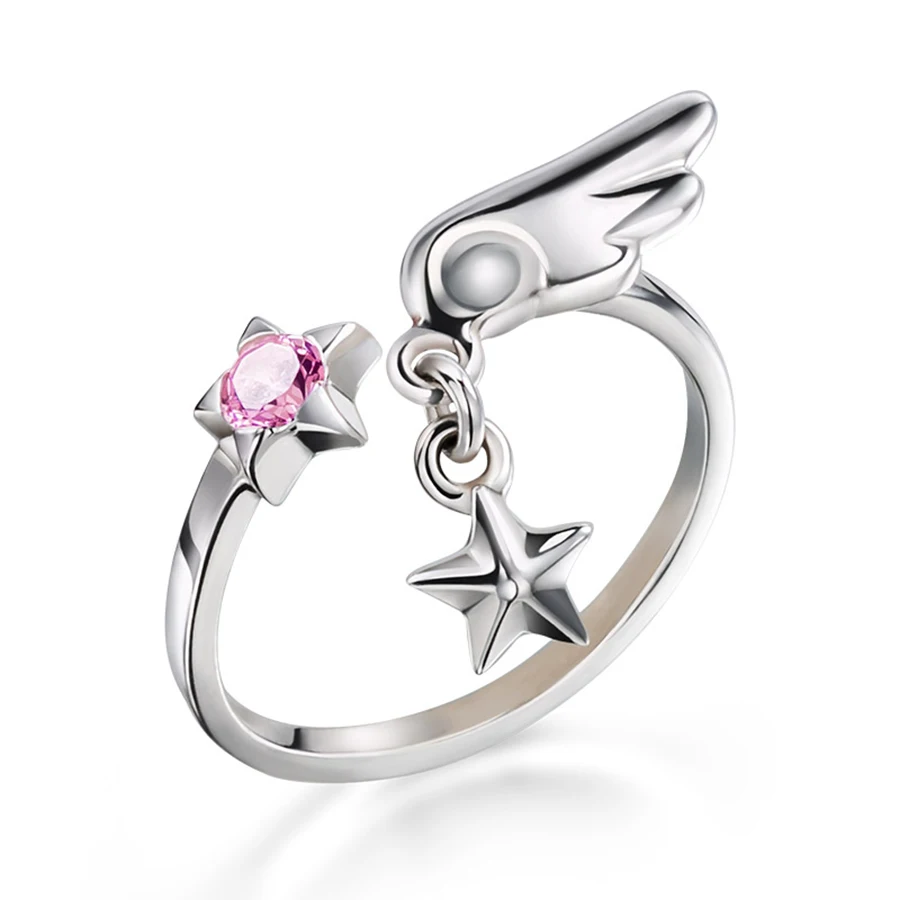 Skup Anime 925 srebrny naszyjnik cardcaptor Sakura gwiazda różdżka wisiorek naszyjnik Fine Jewelry dla walentynki Girlfiend prezent