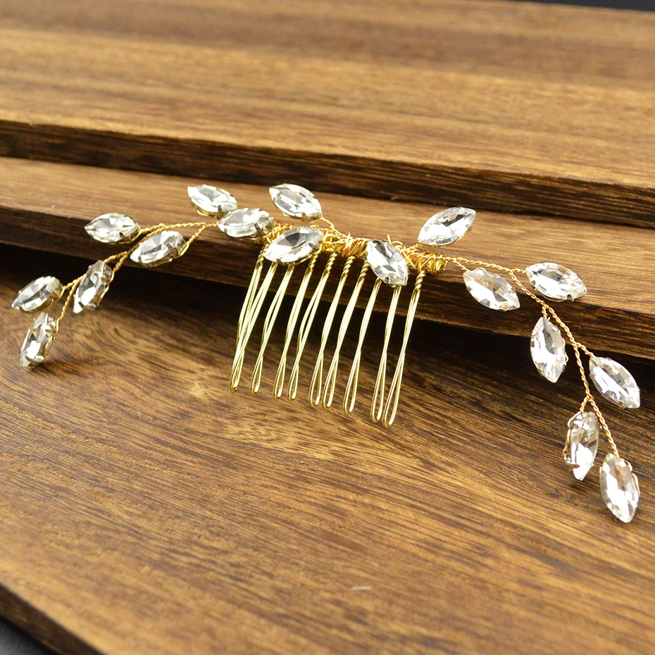 Модные золотые женские тиара аксессуары для волос для свадьбы шпильки стразы принцессы свадебные аксессуары для волос гребень для волос ручной работы