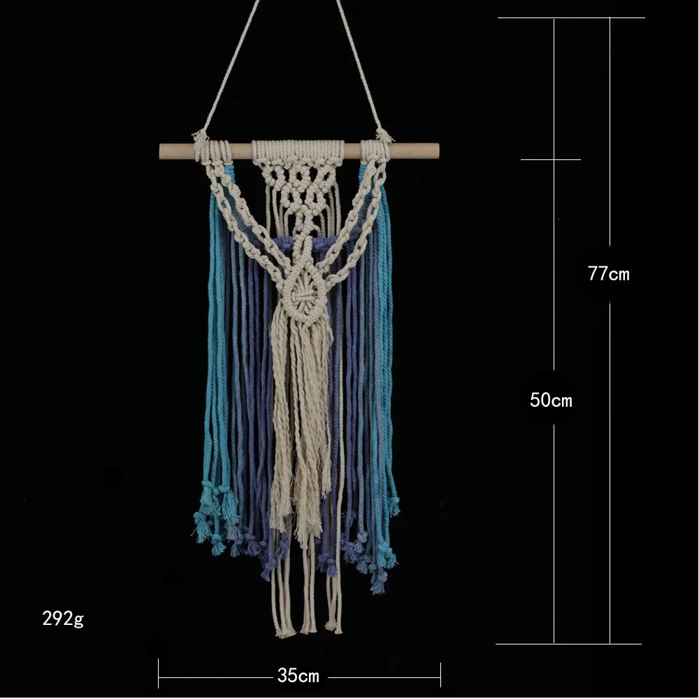 Богемный макраме стены искусства ручной работы хлопок настенный элегантный желтый синий фиолетовый скандинавский гобелен с кисточкой ткани - Цвет: 4