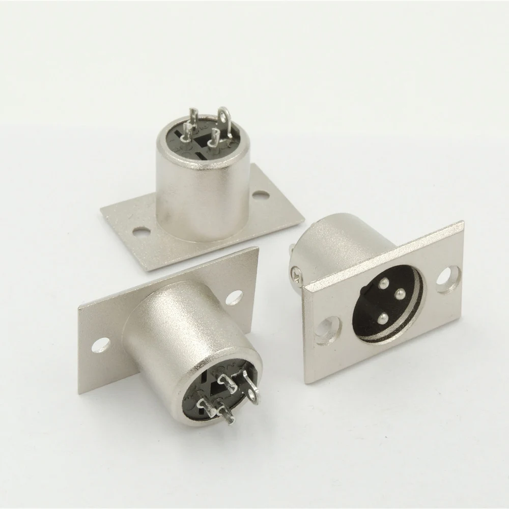 20 PCS Nickel Plated metal XLR Type 3 pin male chassis Panel Mount Socket Locking Connector plug