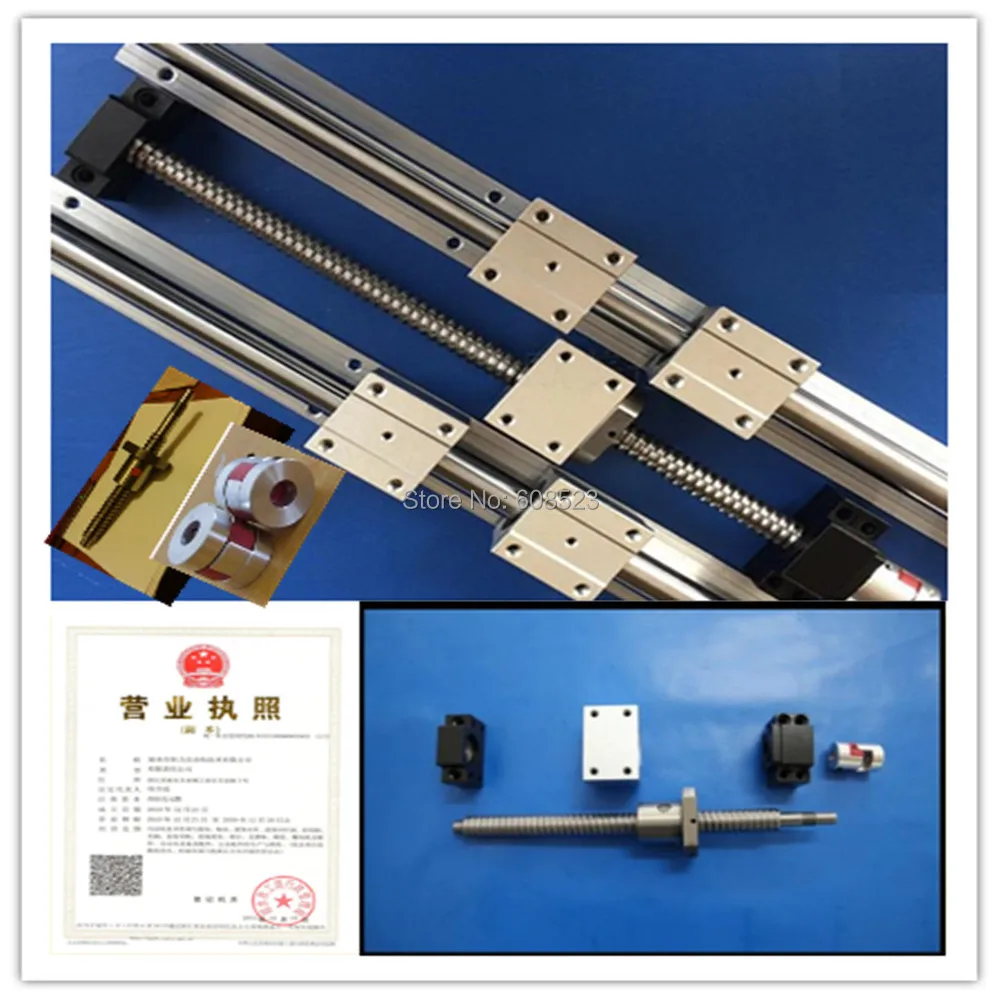 

6set linear guideway Rail 3 ballscrews balls screws 1605- 200/500/500mm + BK12 BF12 +3 couplings