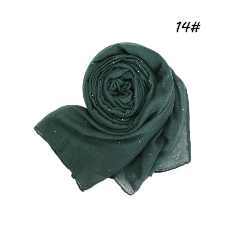 Базовый дизайн, женский простой Блестящий вискозный платок, однотонный шарф, мерцающий вуаль, мусульманский хиджаб, Sjaal 180*90 см - Цвет: 14