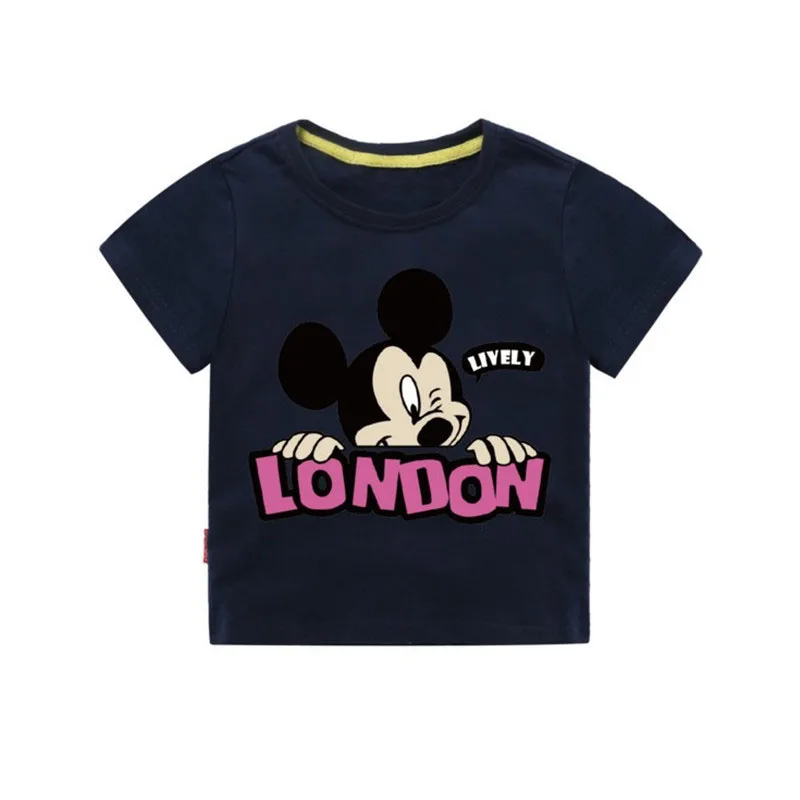 Moggi Cat Camiseta Mickey Print Girls T shirt Cartoon Funny Casual Kids Clothes Summer 12 color 1-8Y Baby 100% Cotton T-shirt (4)