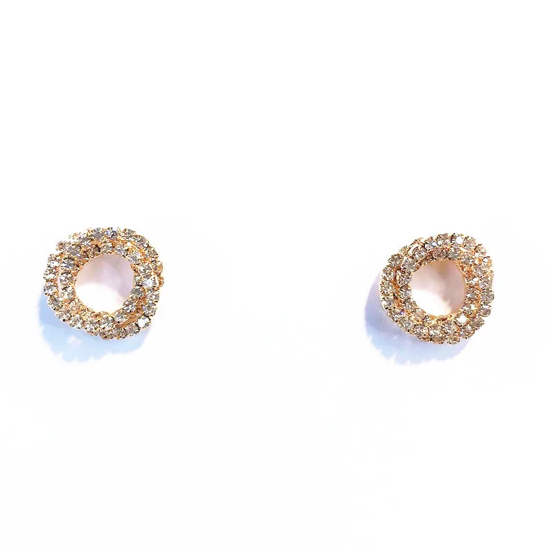 

Korea New Fashion geometric Surround Women Stud Earrings Fresh Rhinestone Round Stud Earrings Jewelry Girl