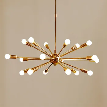 

Mid Century Brass Sputnik Chandeliers 18 Arms Modern Gold Ceiling hanging Light For Living Room Home Decor Dinning Room PA0088