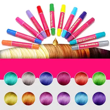 

12 Colors Temporary Hair Dye Cream High Quality Fashion Hair Color Cream Non-toxic DIY Hair Dying Pen Crayon set