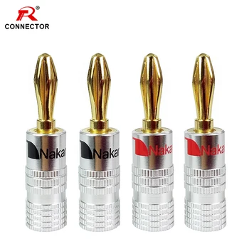 4pcs Banana Connector 4mm Speaker banana plugs 24K gold plated 4mm Banana Jack match with 4mm binding post banana spaghetti