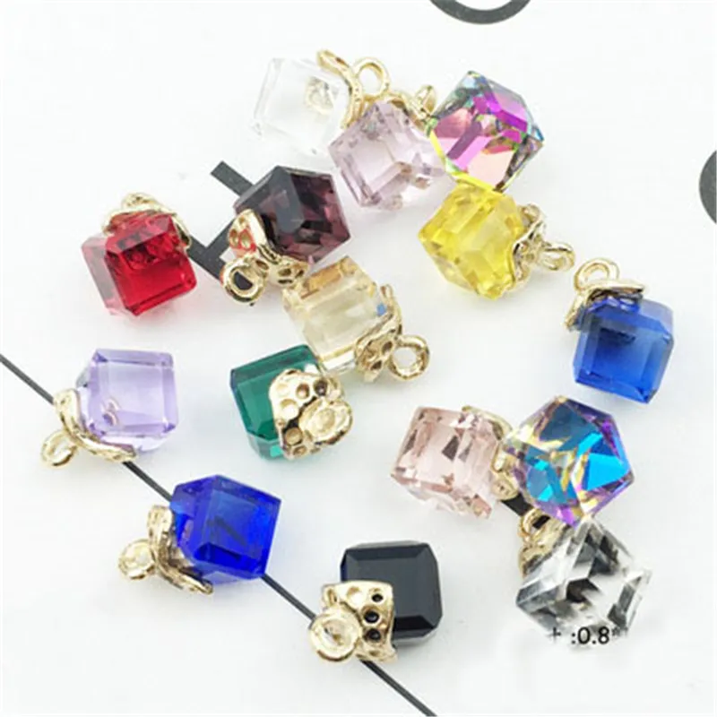 

10pcs Square Rhinestone Crystal Charms Pendants Necklace Bracelet Findings Gold Color Alloy Glass Charms For Diy Jewelry Making