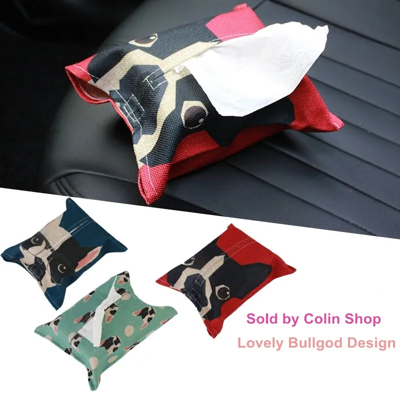 

New Arrival Bulldog cute design car accessories tissue hanging bag sunshade hanging holder for benz smart mini cooper beetle