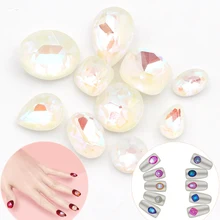 

Stass Dress Nails Art Design Glass Crystal Accessoires Drop Shape MI Rhinestone Glue On Nails Manicure for Patch