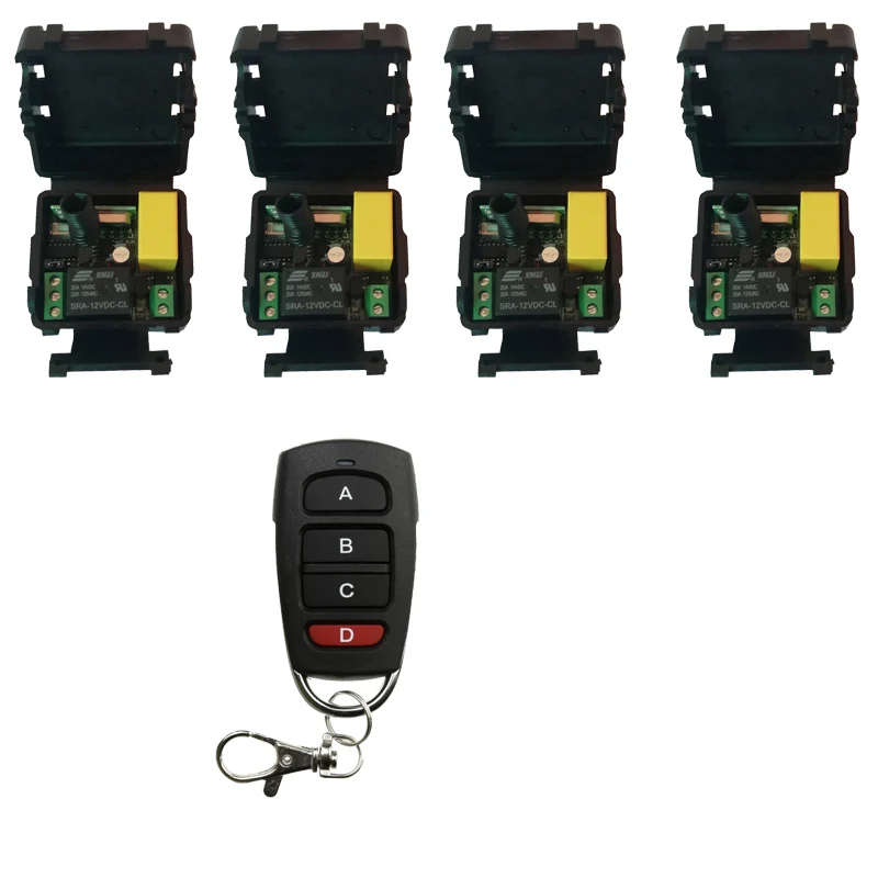 

RF mini Wireless Remote Control AC 220 V 1 channel 10A Relay Output Radio 4 Receiver & 1 transmitter effective distance 50m