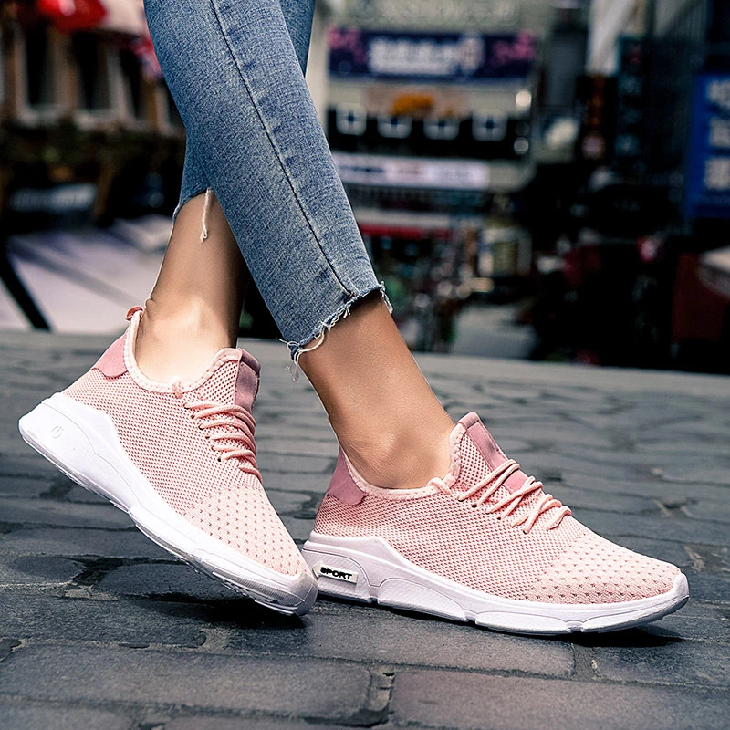 Zapatillas de deporte de mujer el nuevo transpirable volando tejido deportivos zapatos para de mujer neto de fondo suave zapatillas mujer C8165|Zapatillas de correr| - AliExpress