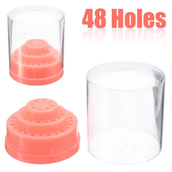 

1 Set 48 Holes Nail Drill Bits Holder Stand Display Space-saving Nail Drill Bit Box Organizer Container Manicure Tool