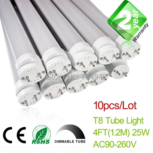 

Free Shipping Dimmable 10pcs/Lot 4ft T8 LED Fluorescent Tube Light 1200mm 18W 1650LM CE & RoHs 2 Year Warranty SMD2835 Epistar