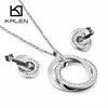 Kalen Stainless Steel Jewelry Sets For Women Three Rounds Pendant Necklaces Earrings Sets Women Fashion Zircon Wedding Jewelry ► Photo 2/6