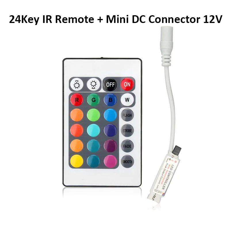 24 ключ RGB Управление Лер для 12 V Светодиодные ленты Light 5050 2835 удаленных Управление гибкие Tria лента-тесьма со светодиодами аксессуар - Испускаемый цвет: 24Key IR Remote Mini