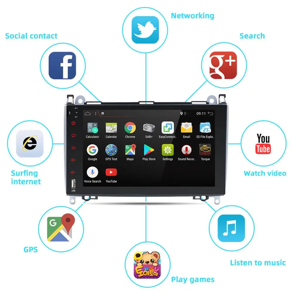 Flash Deal Android 9.0 Car DVD Auto radio multimedia for Mercedes Benz for Mercedes/Benz/W906/Sprinter/Volkswagen Crafter/LT3 2006-2012 1