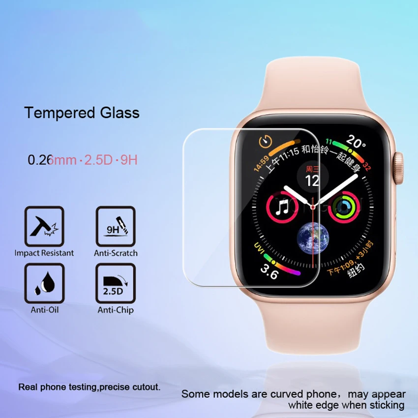 2pcs 9H 2.5D Premium Tempered Glass For Apple Watch Series