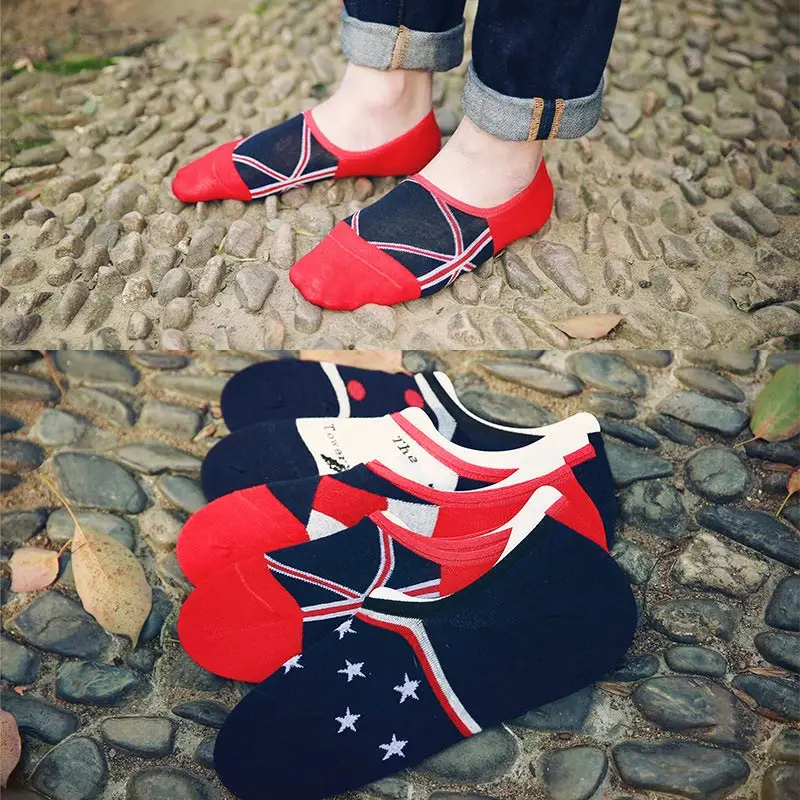 

2 Pairs/Lot New Invisible Socks Men spring Summer New Cotton Men Socks Flag Color Matching Men Casual Simple Sock 5 Colors