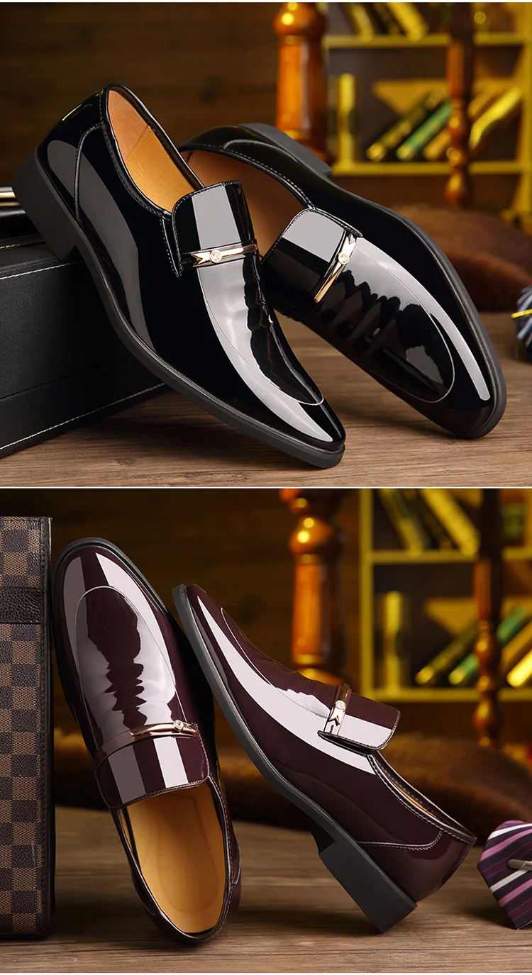 Г. Новая мужская качественная обувь из лакированной кожи Zapatos de hombre, размер 38-47, черная кожаная мягкая мужская обувь