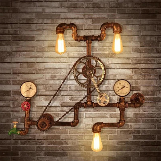 Industriële Iron wandlamp Koffie Shop Bar fietswiel Lamp Koffie Shop Bar Restaurant retro wandlamp armaturen -