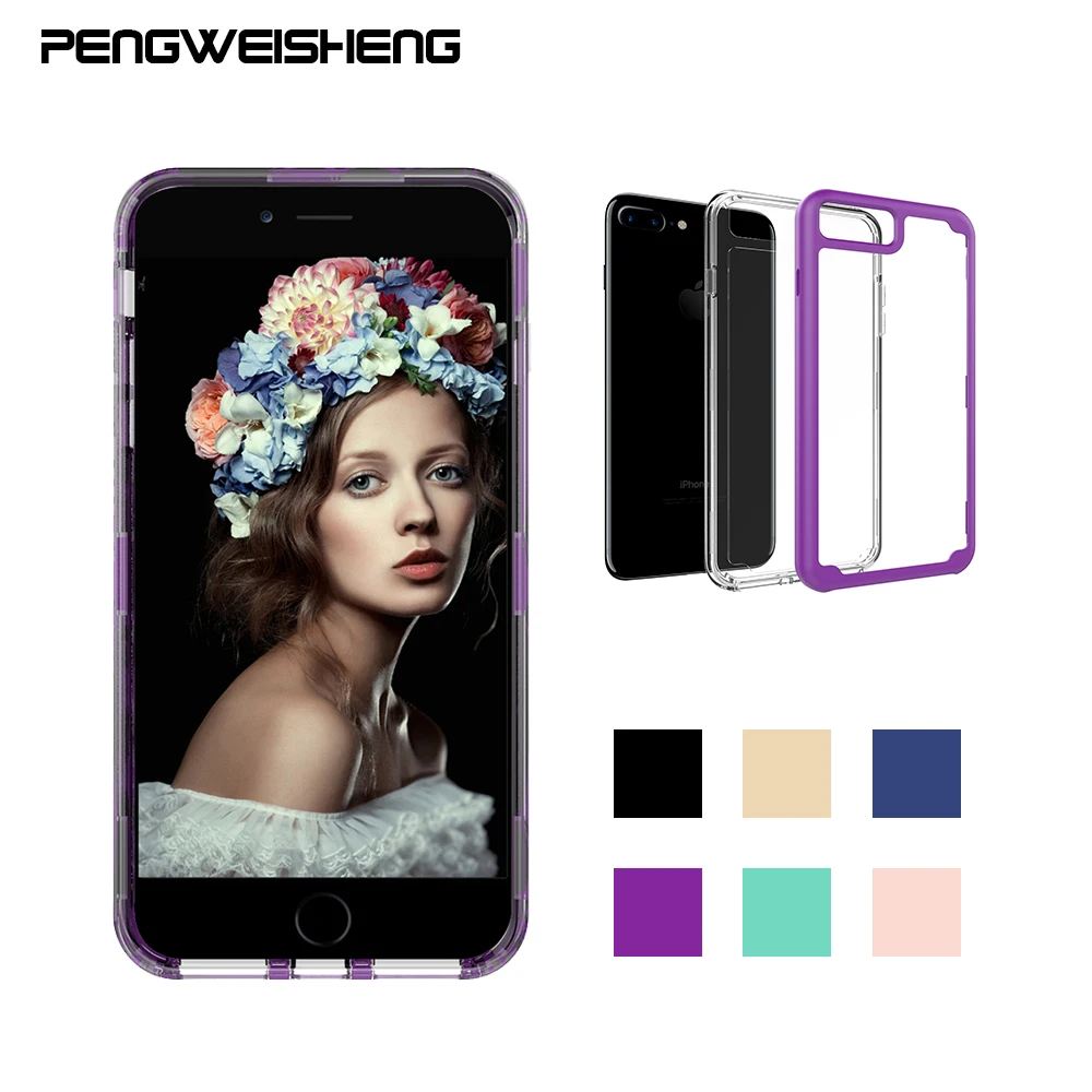 PENGWEISHENG For Apple iPhone 6S 7 8 Plus PC + Silicone Anti Shock Impact Tough Armor Case for iphone X 8 7 Cover Hard Cases