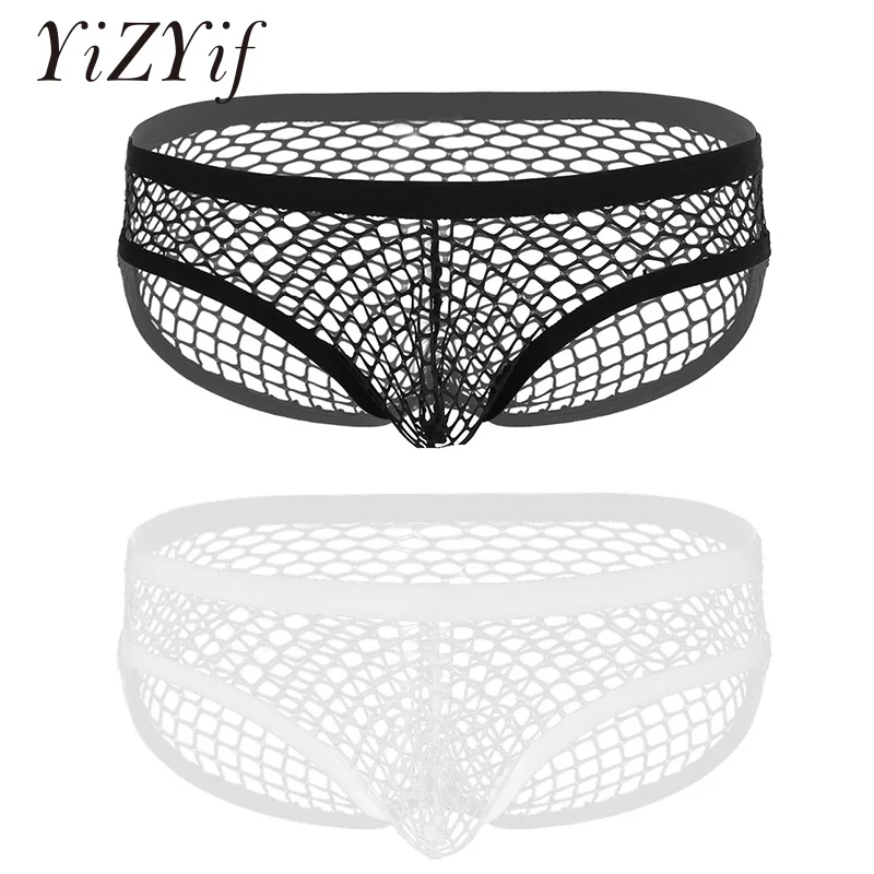 Mens Underwear Breathable See Through Lingerie Low Rise Elastic Waist Bulge Pouch Bikini