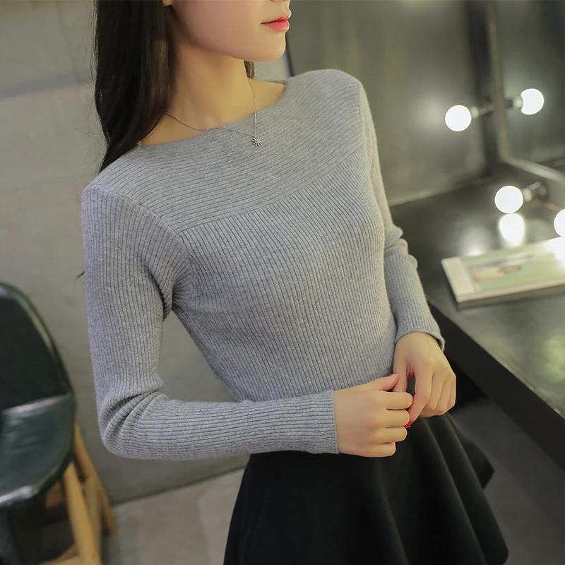 

Spring New Korean Knitted Sweater with Bottom Collar and Long Sleeve - 32-9679